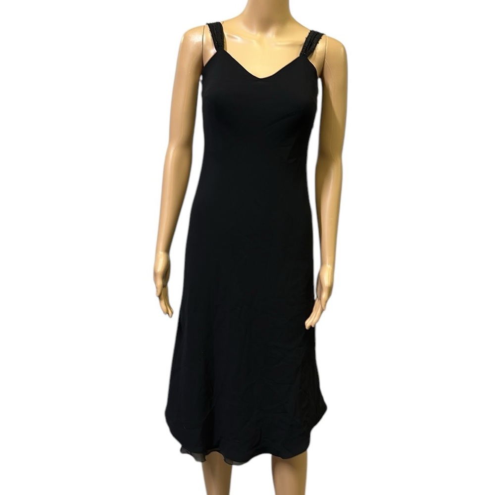 Evan Picone Black Beaded Strap Sleeveless Pullover Fully Lined Dress Petite 2